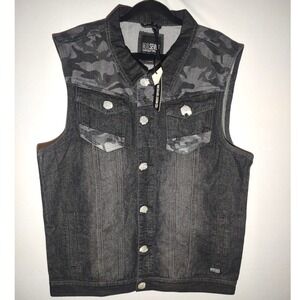 MO7 Most Official Seven Black Camo Denim Vest 3XL Sleeveless Jacket MO-SEVEN